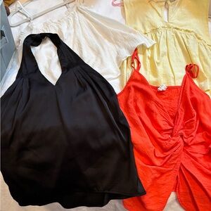 Black, White, Yellow, and Red Women's Tops